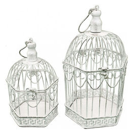 Set Di 2 Gabbie Sophie Esagonali Bianco Antico