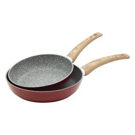 Set 2 Padelle Ortles 20 e 24 cm in Alluminio Soft Touch Effetto Legno