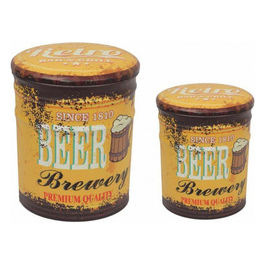 Set Di 2 Pouf Contenitore Tondo Birra Giallo
