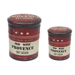 Set Di 2 Pouf Contenitore Tondo Birra Marrone