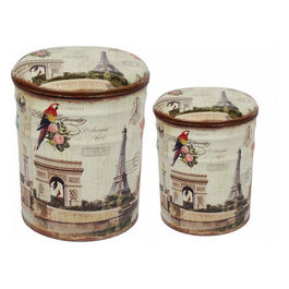 Set Di 2 Pouf Contenitore Tondo Parigi