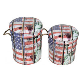 Set Di 2 Pouf Contenitore Tondo Usa
