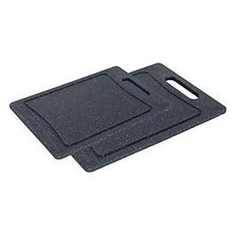 Set 2 Taglieri con Finitura Marmorizzata in Polipropilene 29X20 cm Nero