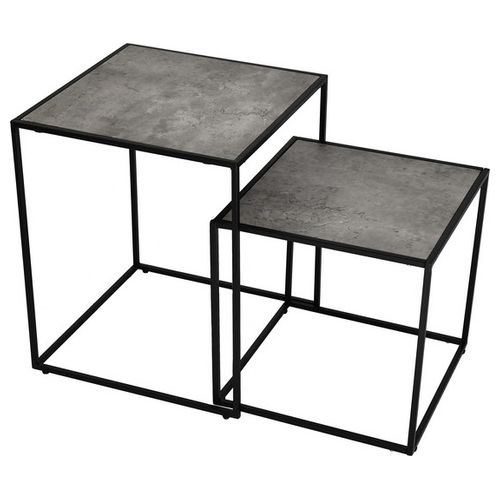 Set 2 Tavolini Marika in Mdf/Metallo 40x40cm/H48cm Nero/Cemento