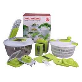 Set 20 Pezzi Aiuto in Cucina in Abs/Acciaio Bianco/Verde