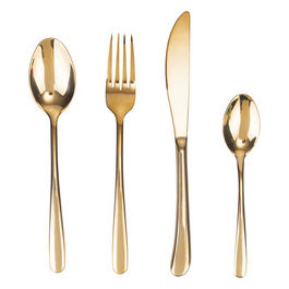Set 24 posate in acciaio inox,  oro lucido, Drop