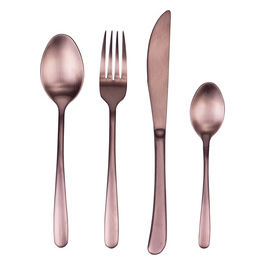 Set 24 posate in acciaio inox, rame satinato, Drop