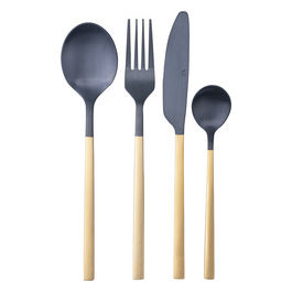 Set 24 posate black manico gold in acciaio opaco, Stylo