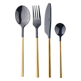 Set 24 posate black manico gold in acciaio lucido, Stylo