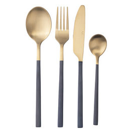 Set 24 posate black manico gold in acciaio opaco, Stylo