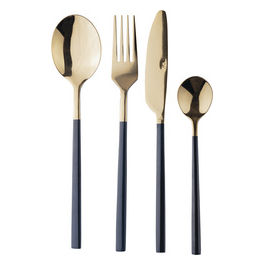 Set 24 posate black manico gold in acciaio lucido, Stylo