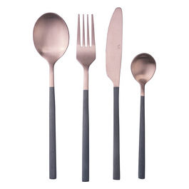 Set 24 posate black manico copper in acciaio opaco, Stylo