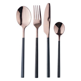 Set 24 posate black manico copper in acciaio lucido, Stylo