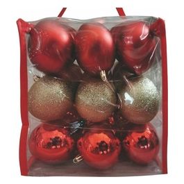 Set 27 palle natalizie rosso/oro complete di laccetto Diam.8 cm