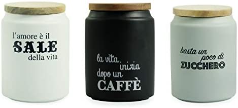 Set Tris Barattoli Sale Caffe' Zucchero Con Coperchio Bamboo Online -  Consegna 48 Ore - Resi Gratuiti - Professional Cooking