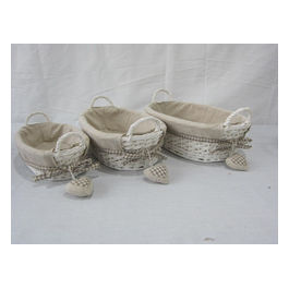 Set Di 3 Cestini Ovali Con Cuore