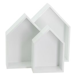 Set 3 Mensole Casetta in Mdf 26,5X10X35 cm Bianco