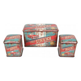 Set Di 3 Pouf Contenitore Rettangolare Turchese