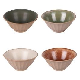 Set 4 pezzi Ciotola tonda 15 cm in ceramica doppia finitura interna lucida esterna grezza, Pompei