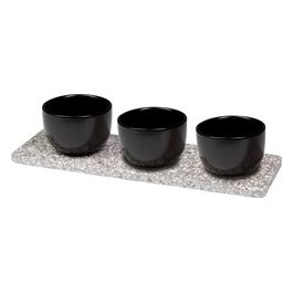 Set 4 Pezzi per Sushi in Pietra Ceramica e Bamboo