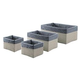 Set 4 Scatole Lavanda Richiudibili Lavanda Grigio Rafia 9x15,5x25,5 Cm