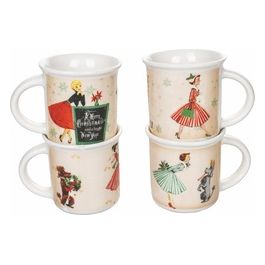 Set 4 Tazzine caffe' 90 ml new bone china,Miss XMas