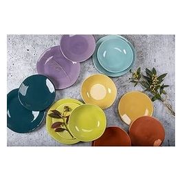 Set 6 pezzi Piatto frutta Color Shock in ceramica, design conbordi irregolari 22,5 cm, colore verde