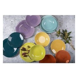 Set 6 pezzi Piatto frutta in ceramica, design bordi irregolari, Made in Italy, Color Shock