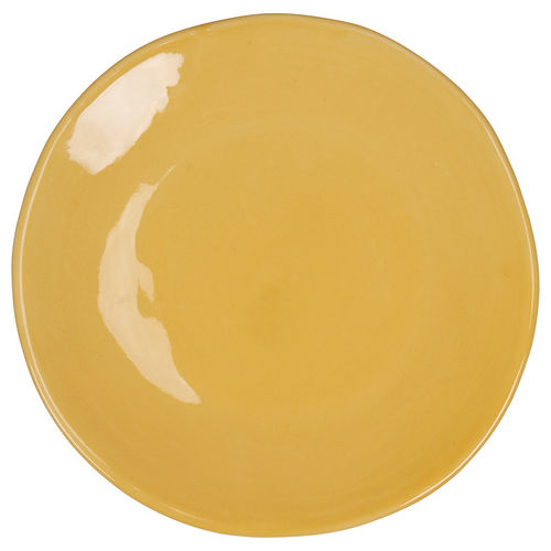 Set 6 pezzi Piatto frutta giallo ocra 22,5 cm in ceramica,bordi irregolari, Color Shock