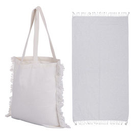 Set borsa e telo mare bianco in cotone, Summer