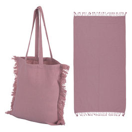 Set borsa e telo mare rosa cipria in cotone, Summer