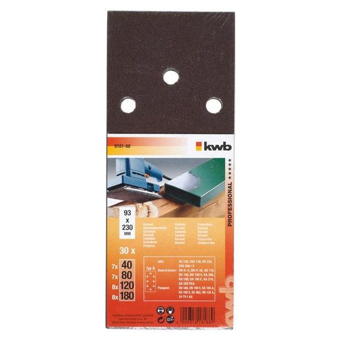 Carta Abrasiva Bosch 10 Fogli - Grana 60/120/180, Per Levigatrice Orbitale, 93x185 Mm, 8 Fori - Foto 4