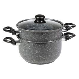 Set Friggitrice e vaporiera 4 pezzi grigio marmorizzato