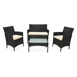 Set giardino 4 pezzi divano 2 posti, due poltrone1 tavolino con top in vetro temperato, Este'