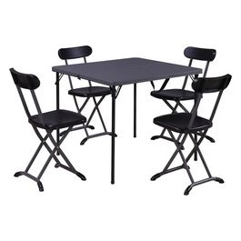 Set Horeca Pieghevole (1 Tavolo 4 Sedie) In Acciaio, Color Antracite, Top In Pe