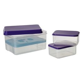 Set Lunch Box Rettangolare 4 Pezzi Bicolor in Plastica