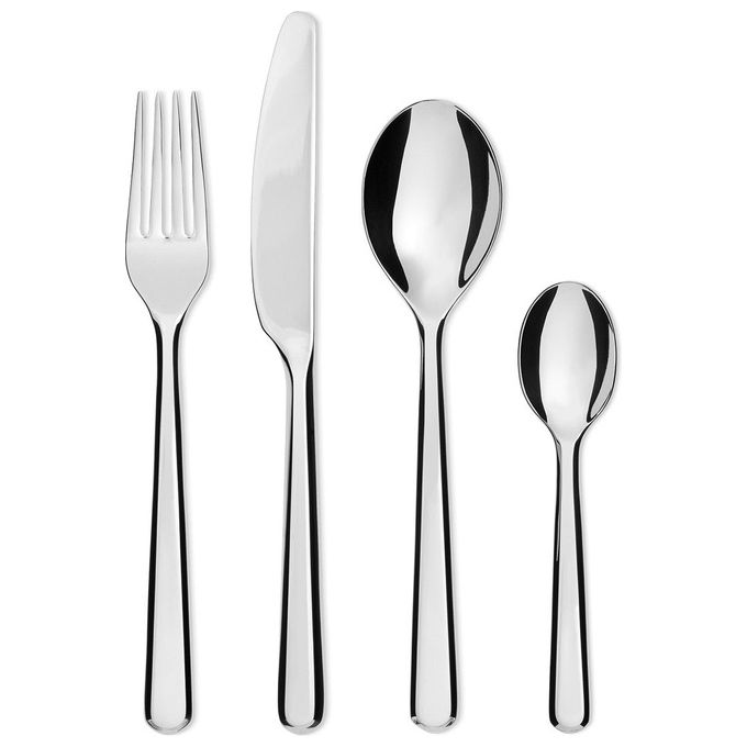 Alessi BG02S24 Amici Set di posate 24 pz Acciaio inossidabile 18-10 Lavastoviglie sicuro colore Argentato