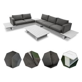 Set salottino Costa del Sol salotto in alluminio ad angolo Bianco e grigio