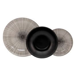 Set Tavola 18 Pezzi Masai in Porcellana/Stoneware Nero e Tortora