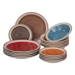 Set Tavola 18 Pezzi Kos in Stoneware Dipinto a Mano