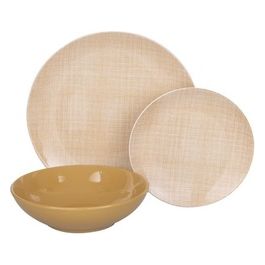 Set Tavola 18 Pezzi Fabric in Porcellana /Stoneware Sabbia