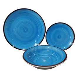 Set Tavola 18 Pezzi Harvest in Stoneware Dipinto a Mano Blu
