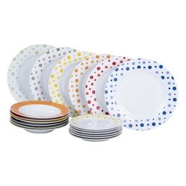 Set Tavola 18 Pezzi Dots Color in Porcellana