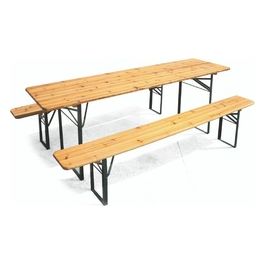 Set tavolo birreria con 2 panche in legno e metallo,  struttura pieghevole, Este'