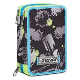 Astuccio Scuola 3 Zip Nero Azzurro Giallo Feeling Me