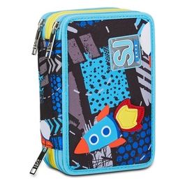 SJ Gang Astuccio Scuola 3 Zip Blu Go To Space