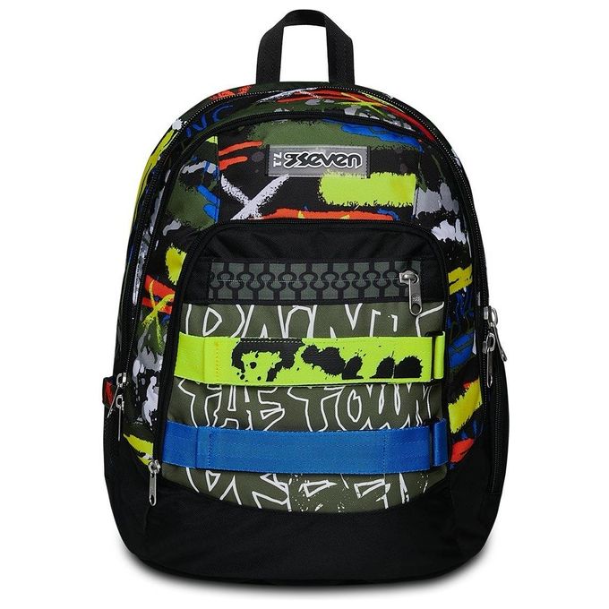 Seven 200102357-657 Advanced Zaino Doppio Scomparto 30 lt Tasca Porta PC Tablet Spallacci Imbottiti Schienale Preformato colore Fluo