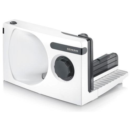 AS 3912 – Affettatrice 19 cm, 100 W, spessore regolabile fino a 1,5 cm, lama in acciaio inox, sicurezza con pulsante a due fasi, colore bianco