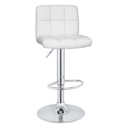 Sgabello da Bar Houston con Seduta in Similpelle e Struttura in Metallo 45x45cm/H105cm Bianco