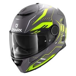 Casco integrale in fibra a doppia visiera SPARTAN 1.2 ANTHEON MAT Antracite-Giallo-Nero Opaco